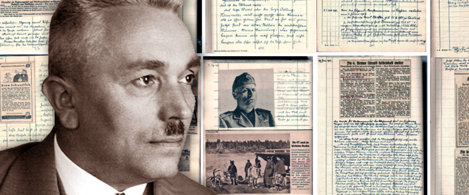 Bild Friedrich Kellner mit Tagebuchseiten